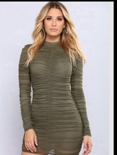 Fashion Nova Paparazzi Ruched Dress Size Small Club Party Holiday Bodycon Baddie