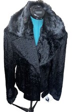 Montanaco Black Faux Mohair Holiday Fur Jacket Sz Lg
