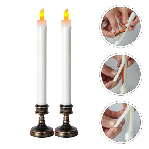 2 Pcs Candle Adornment Holder LED Electronic Votive Candles Wedding Decorations - Picture 2 of 12