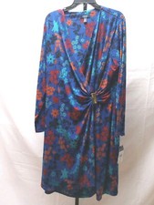 CHAPS Womens Size 20 Long Sleeve Wrap Dress Floral Casual CHXAW246 MSRP $69