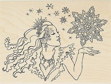 Winter Snowflake Snow Queen Wood Mounted Rubber Stamp STAMPENDOUS R237 New