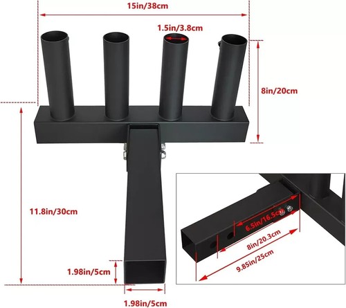 Upgrade Hitch Mount 4 Truck Flag Pole Holder, Fishing Rod Storage Rack - Picture 9 of 9