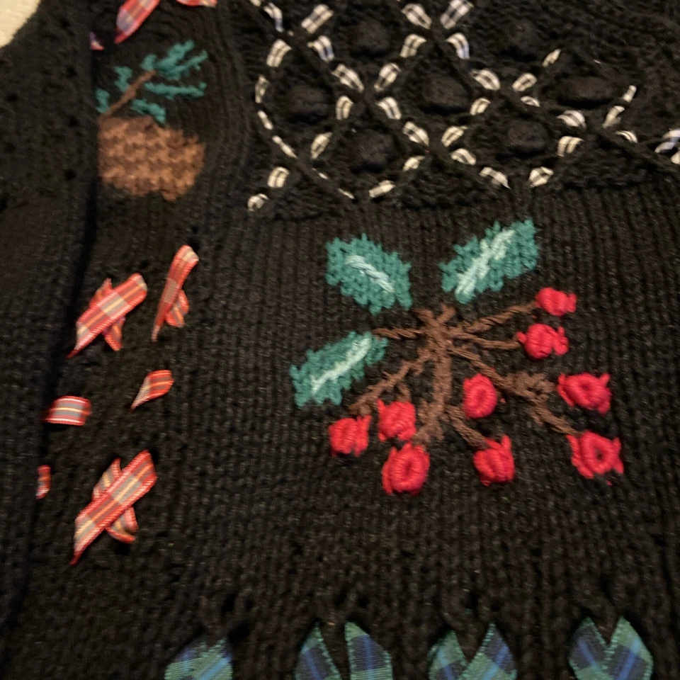 Vtg Portraits Cotton Blend Christmas Cardigan Sweater Size XL Knitted By Hands - Image 4 of 4