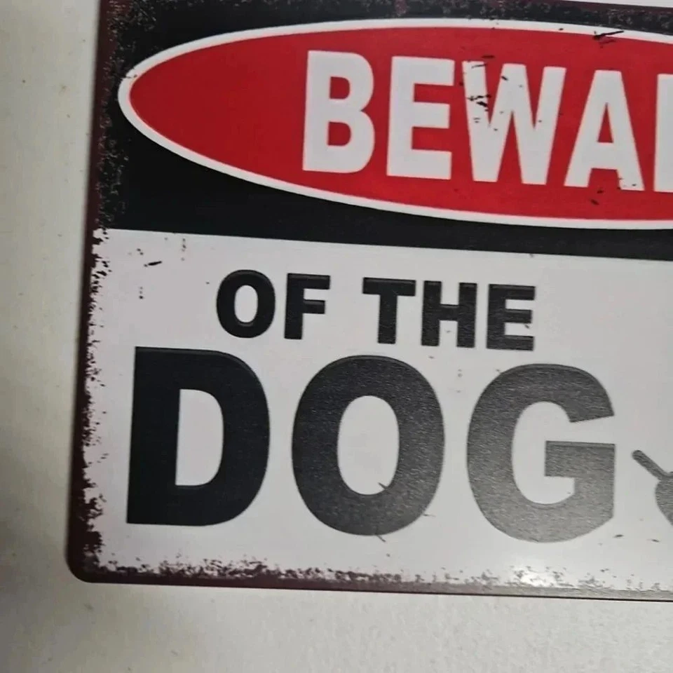 Beware of Dog Metal Sign Funny Vintage Style Tin Warning Plaque 8x12 Wall Decor - Image 2 of 4