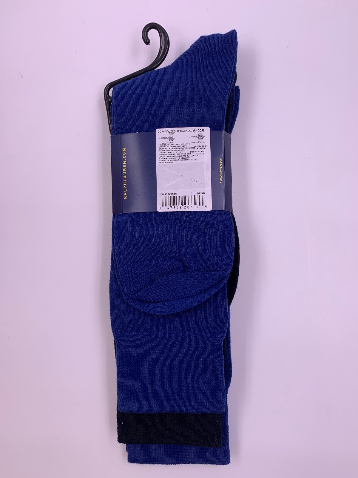 PONY 3 Pair POLO Ralph Lauren Men's Dress Socks Size 10 13 Blue Black Pattern NWT