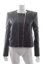 Balmain Quilted Leather Biker Jacket / Black