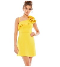 Leena by Mac Duggal Women yellow Ruffle Cocktail dress size 12
