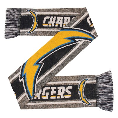 Los Angeles Chargers Gray Scarf Knit Winter Neck Double Sided Big Team Logo Grey