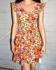 Cupshe Orange Floral Ruffle Boho Dress S NWT