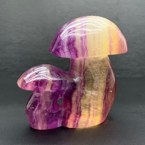 Hermosa gema de reparación de Reiki de cristal de hongo tallado fluorita arco iris natural 273 g - Imagen 3 de 12