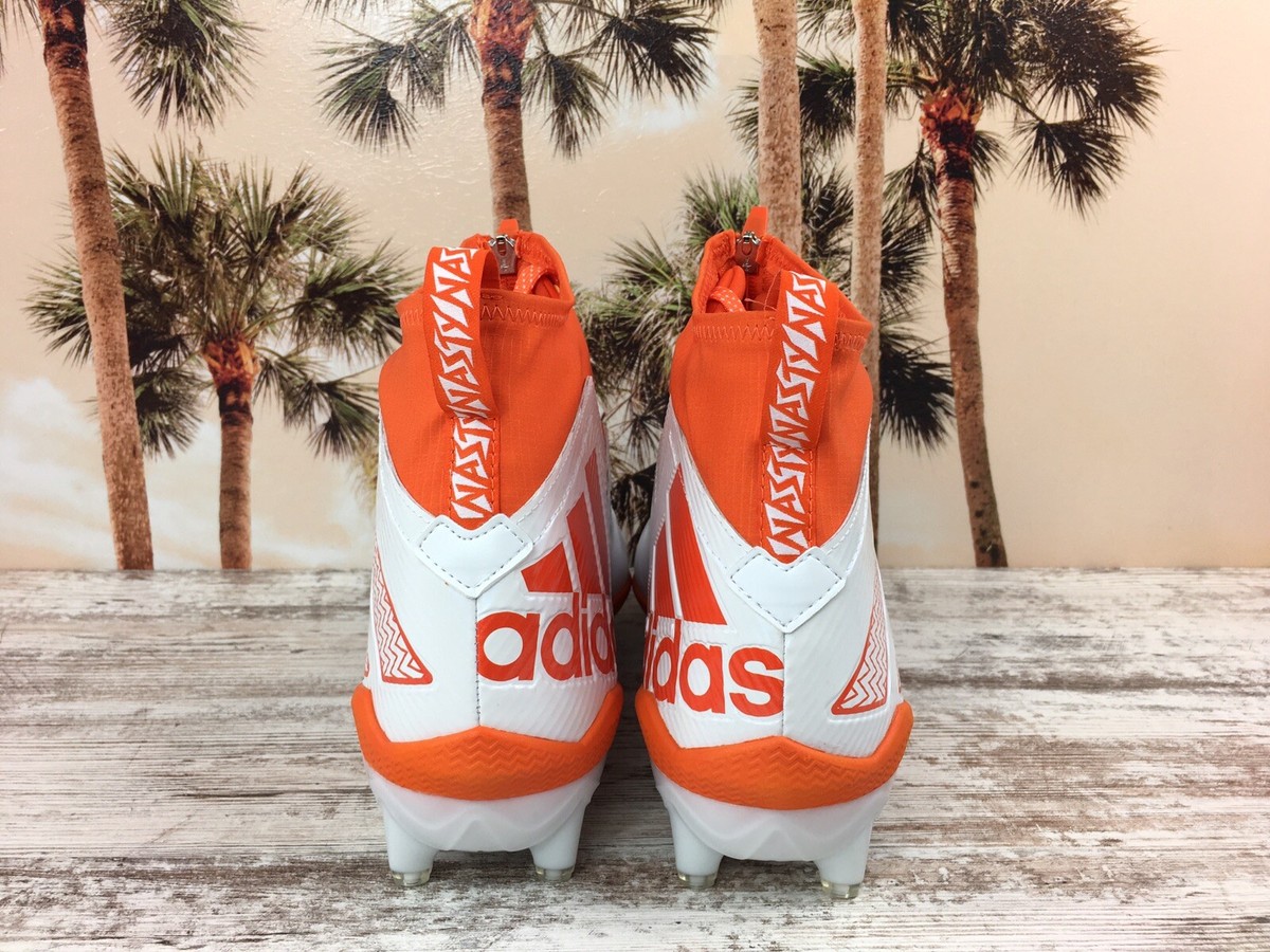 Adidas Nasty 2.0 High Top Zip Up Football Cleats Orange White Mens