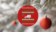 1960 Toyota Land Cruiser Fj25 Ugly Christmas Sweater Circle Ornament