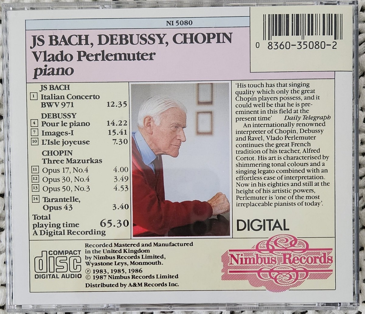 Vlado Perlemuter - Bach, Debussy, Chopin (1987, Nimbus NI 5080) | eBay