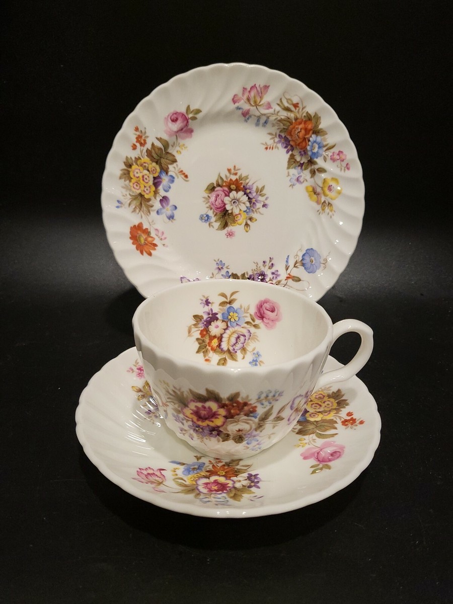 AYNSLEY BONE CHINA SUMMERTIME TRIO CUP SAUCER SIDE DESSERT PLATE