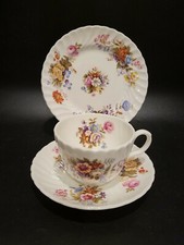 AYNSLEY BONE CHINA SUMMERTIME TRIO CUP SAUCER SIDE / DESSERT PLATE