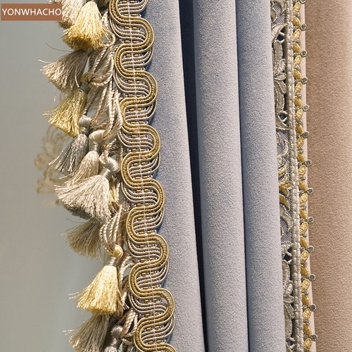 Modern luxury dirty pink thick velvet embroidery cloth curtain tulle panel C078 - Picture 2 of 12