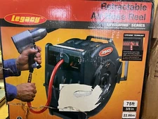 Legacy PVC Levelwind Retractable Air Hose Reel, 3/8" x 75', Black - L8306