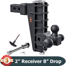 Adjustable Trailer Hitch 2 Inch Receiver 8 Inch Drop Hitch Tri-ball Heavy Duty