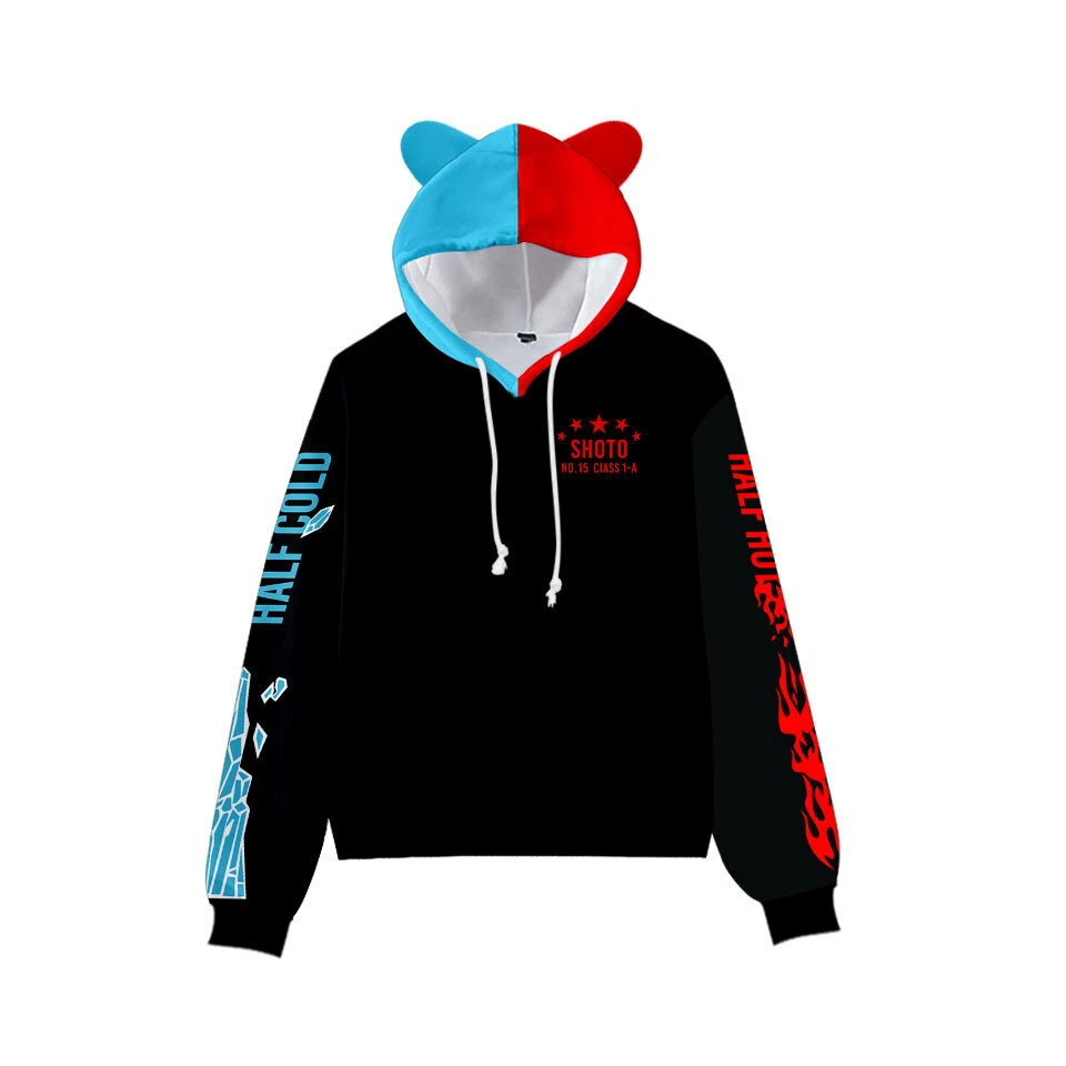 Kids My Hero Academia Todoroki Shoto Hoodie Cat Ear Pullover Hooded Coat Jacket