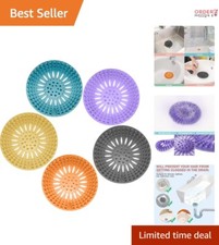 5 Pack Modern Shower Drain Covers - Anti-Clog TPR Strainers in Vibrant Colors