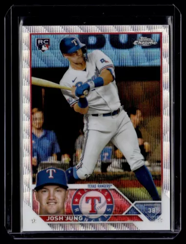 2023 Topps Chrome Silver Wave Refractor Josh Jung RC 27/75 Texas Rangers #93