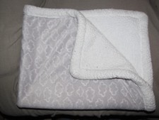 CARTERS BABY BLANKET GRAY SILVER WHITE CLOUDS SHERPA