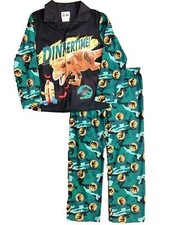 Boys Black Flannel Lego Jurassic World Pajamas Dinosaur T-Rex Sleep Set XS