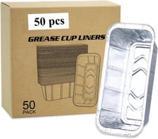 50pk Grease Drip Pan Liners for Blackstone Griddles Disposable Foil Tray Cups