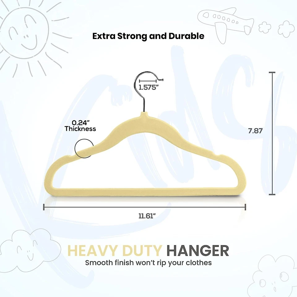 Perchas para niños de terciopelo de 11,6 pulgadas perchas duraderas para bebé para armario utopía hogar Foto 3 de 4