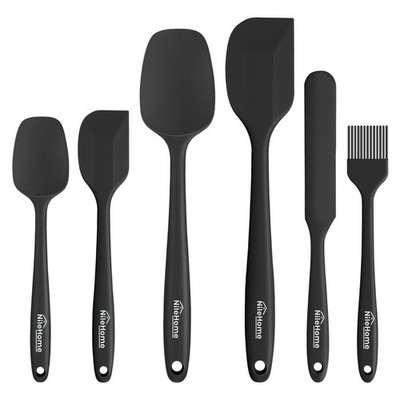 Silicone Spatula Set 6 Pieces Food Grade Kitchen Utensils with Silicone Brus
