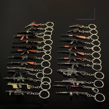 🔑 9cm Mini Barrett, AKMT88 & STG44 Metal Gun Models – Keychain Toys!