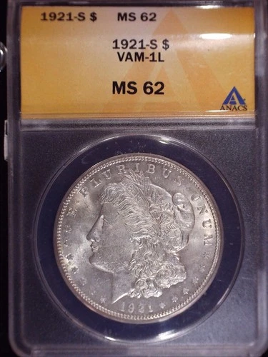 1921 S Morgan $ ANACS MS62, VAM 1L, (Die Wear Lines) NICE! See Pics & VAM Info