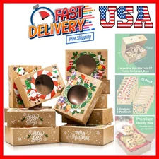 Christmas Cookie Boxes for Gift Giving - 12 Kraft Christmas Cookie Tins With ...