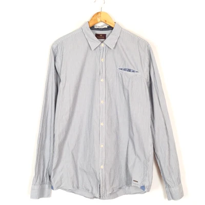 Chemise homme SCOTCH & SODA taille XL coupe régulière bleue rayée col écarté ... - Photo 1/4