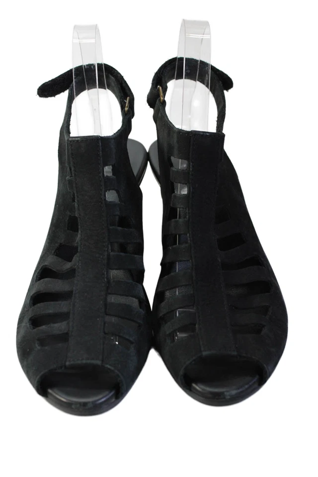 Tacones Arche para mujer de gamuza con detalle de recorte punta abierta negros talla 38 EUR Foto 2 de 4