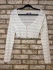 Urban Outfitters Roux White Cropped Cardigan Semi Sheer Top Size Medium NWOT