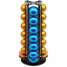 Coffee Pod Holder for Nespresso Vertuo, 28-Pod Capacity, Silent Rolling, Black