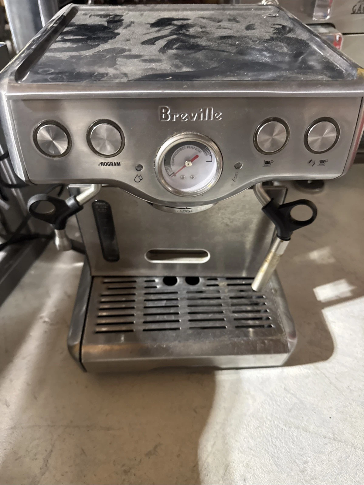 Breville BES830XL Espresso Machine AS IS, Cracked NOT TESTED PARTS