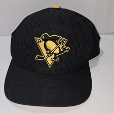 Pittsburgh Penguins NHL Hat Old Time Hockey Leopard Animal Print Snapback Black