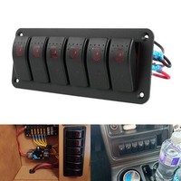 Eurowagens Rv 6-Gang Schalterpanel On Off Toggle Led Rot Licht Wasserdicht