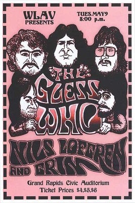 The Guess Who Concert Poster WLAV Grand Rapids Nils Lofgren 12x8in Metal Sign