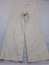 Talbots Size 8 Womens Beige Wool Blend Wide Leg Comfy Classic Dress Pants 806