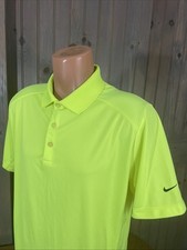 NIKE DRI FIT Short Sleeve GOLF Polo Shirt Sz L TOUR PERFORMANCE Polyester NEON