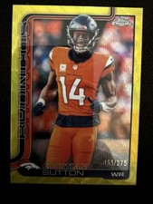 2025 Topps Chrome Football #86 Courtland Sutton Yellow Wave /275 Denver Broncos