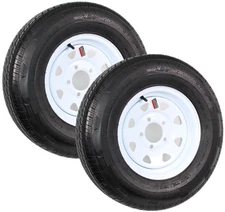 eCustomrim 2-Pk Radial Trailer Tires Rims ST185/80R13 LRC 5-4.5 White Spoke