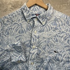 Vineyard Vines Shirt Mens L Blue Floral 100 Linen Classic Fit Tucker