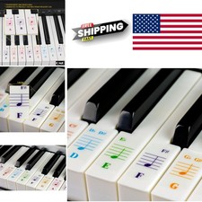Beginner Piano Keyboard Stickers for 54 Keys Eye Catching Color Coded Design