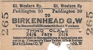 Railway Tickets G W R PADDINGTON to BIRKENHEAD G W 3rd Class Issued 1934