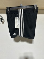 Adidas Girls 3 Stripe Black Shorts Size Large 14 