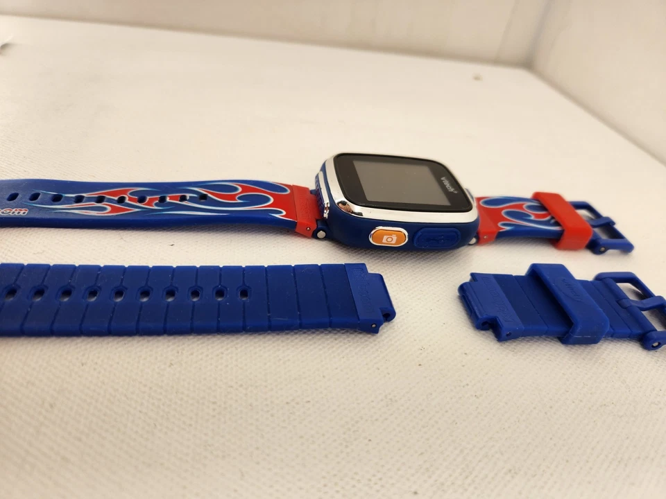 VTECH 1716 Kidizoom Smart Watch With Camera. Fire Red Blue Wristband + Extra - Image 3 of 4